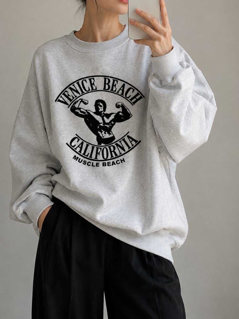 Vintage 80s Venice Beach Muscle Beach Grey Sweatshirt